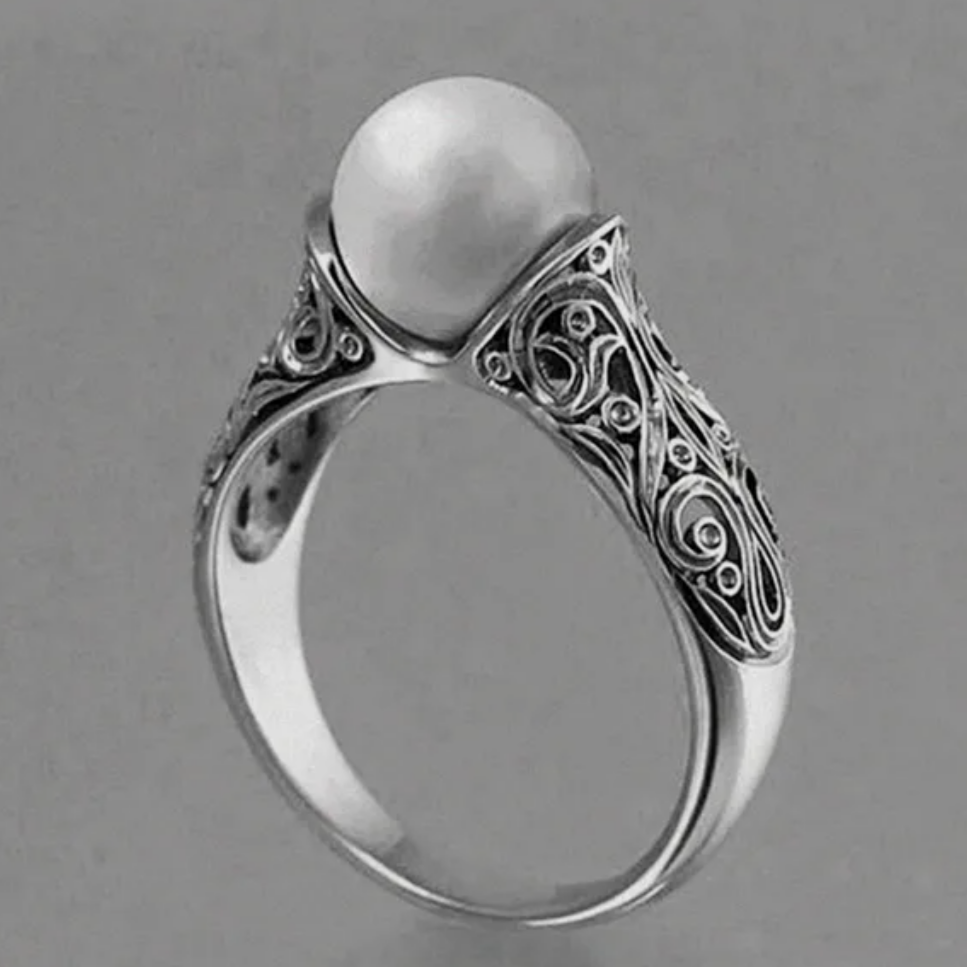 Vintage sølv perle ring