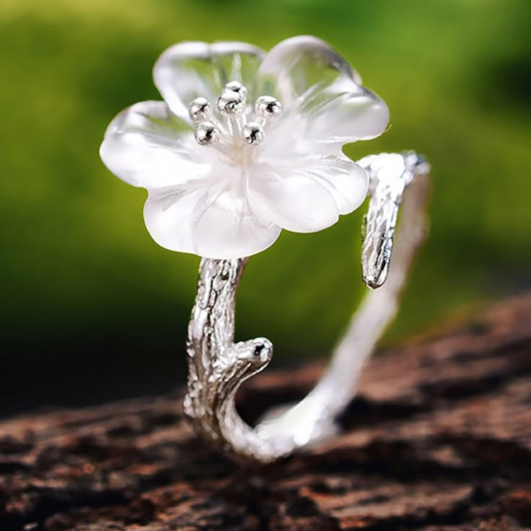Sølv Hvid Lotus Ring