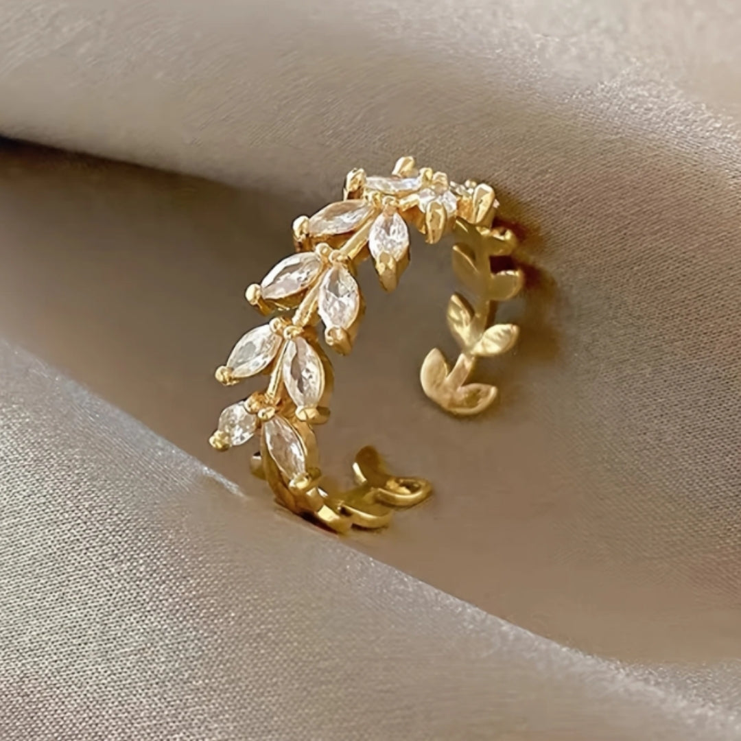 Guld ring med zirkonia-blade