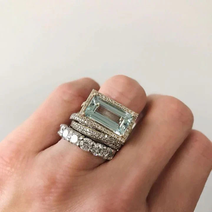 Vintage Ring-Sæt med turkise zirkonia