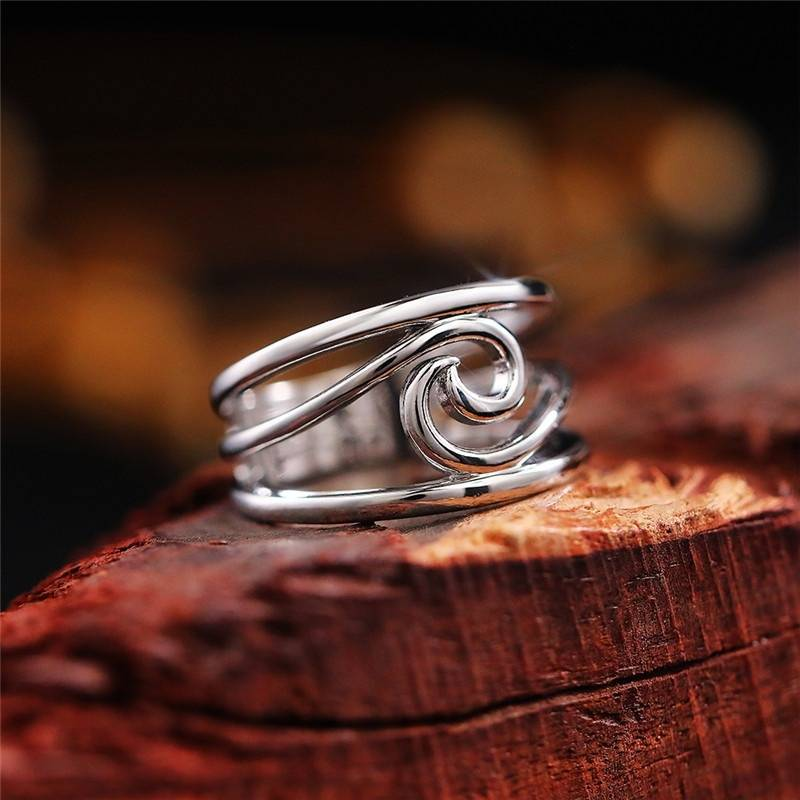 Vintage Sølv Bølge Ring