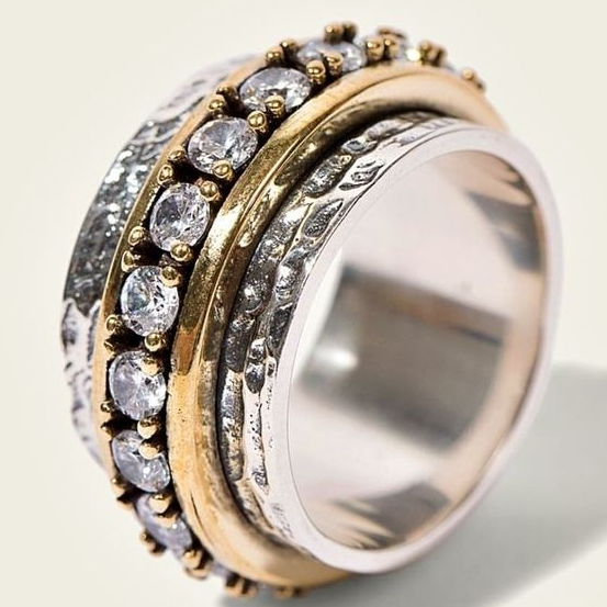 Vintage Ring i Guld & Sølv med Zirkonia