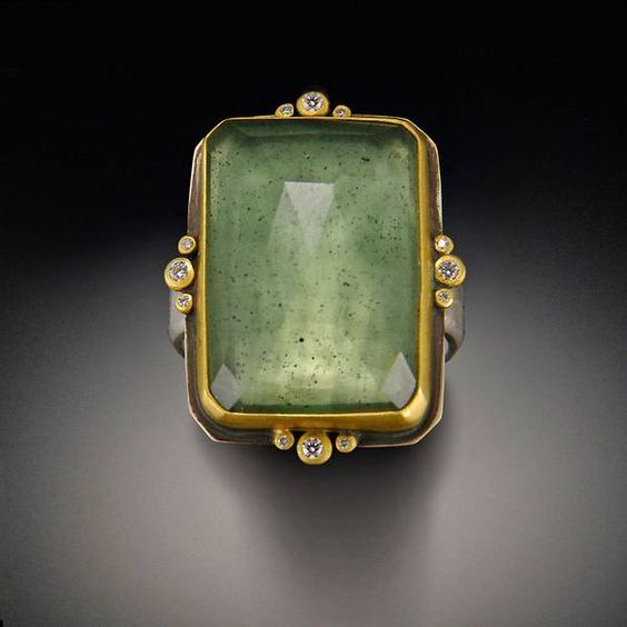 Vintage grøn glas guldring