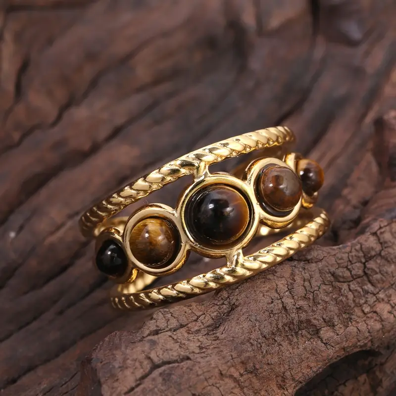 Brauner Stein Goldring