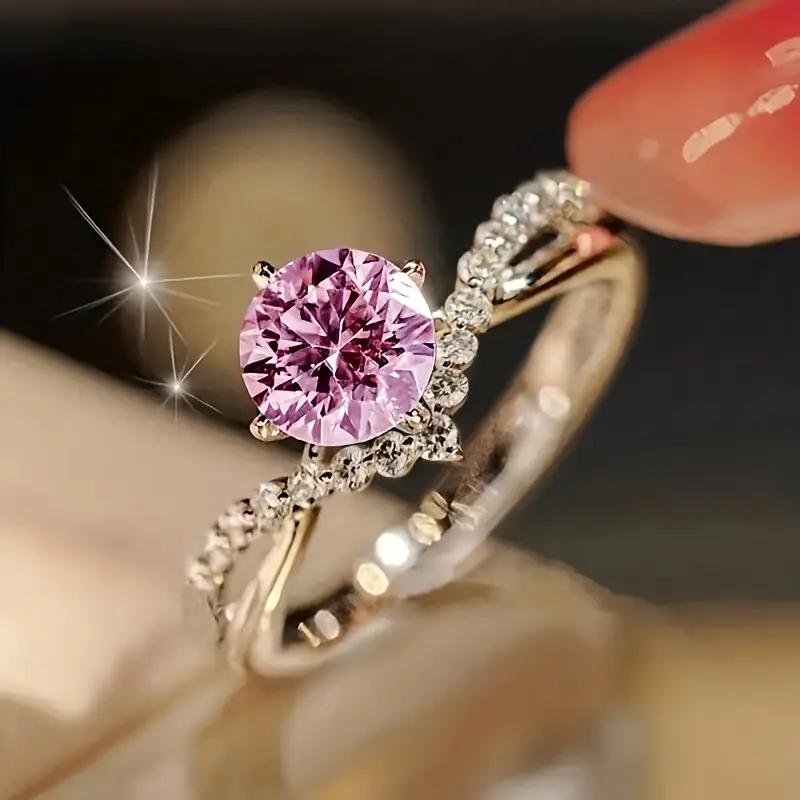 Fortryllende ring med pink krystal