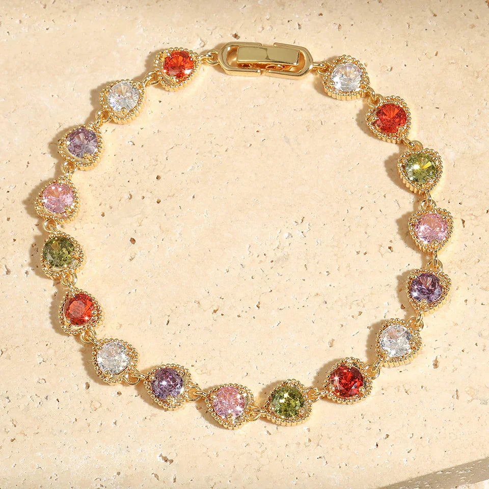 Vintage guld hjerte regnbue armbånd