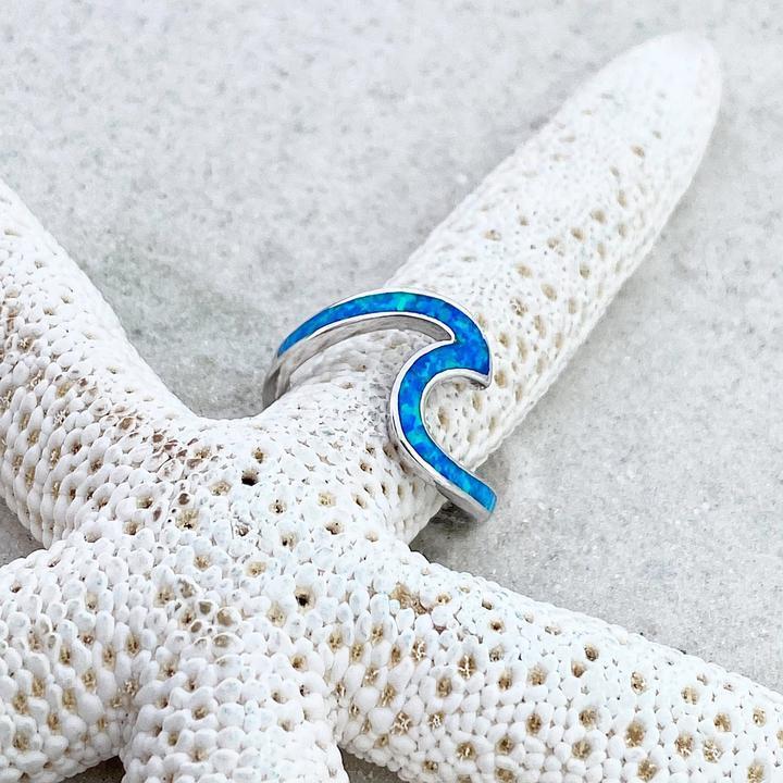 Havbølge ring i opal og sølv