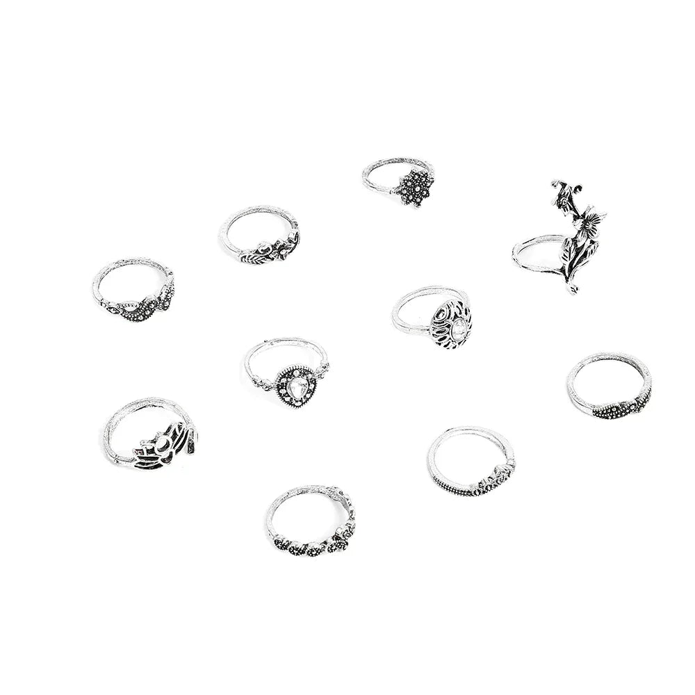 Sæt mine ringe i antik sølv med fortryllede detaljer