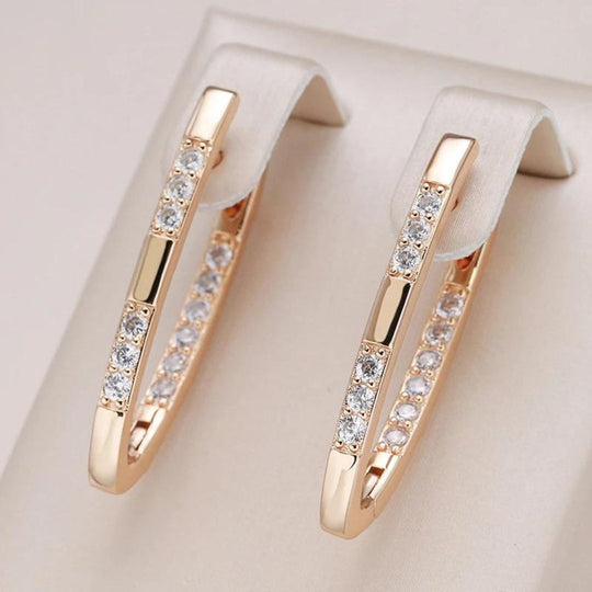 Elegante Zirkonia Øreringe i Guld