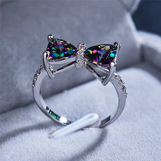 Flerfarvet krystalbue-ring