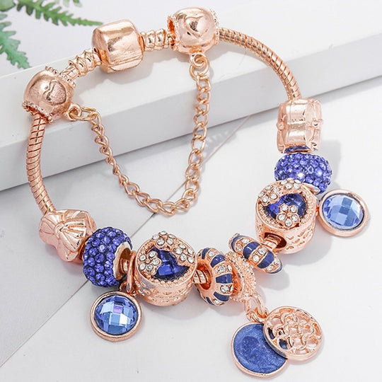 Rosésilbernes Armbånd med blå krystal