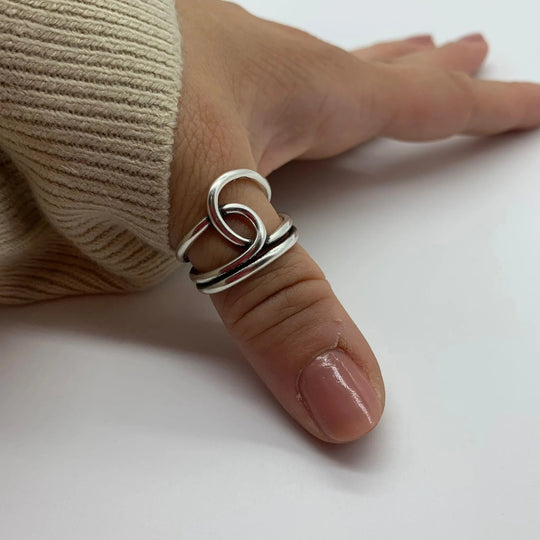 Stor sølvknude tommelfingerring