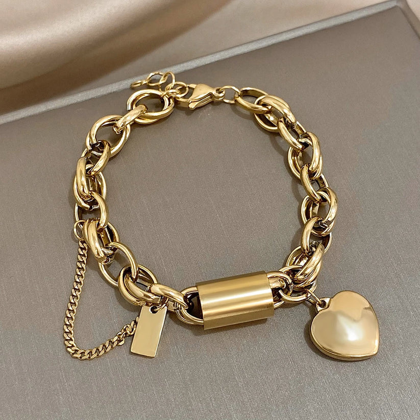 Hjerte chunky armbånd i guld