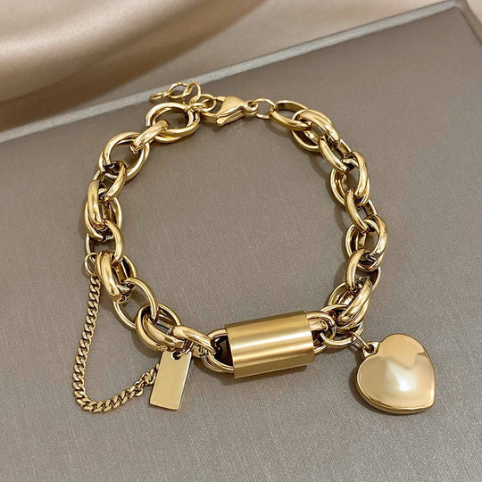 Hjerte chunky armbånd i guld