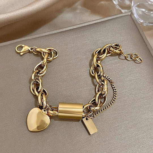Hjerte chunky armbånd i guld