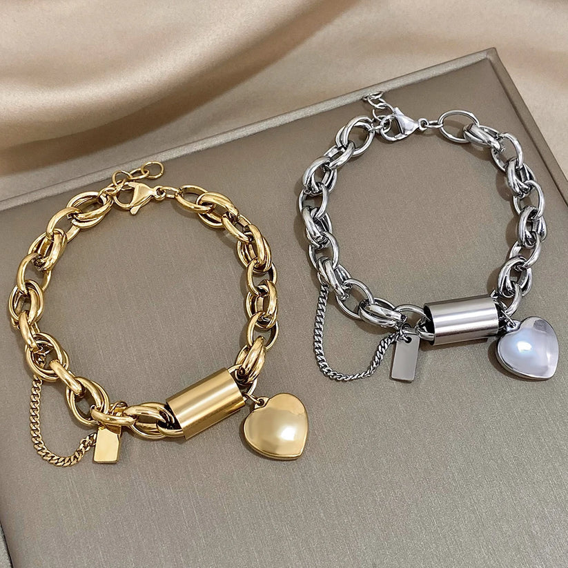 Hjerte chunky armbånd i guld