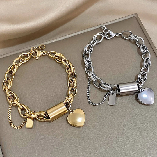 Hjerte chunky armbånd i guld