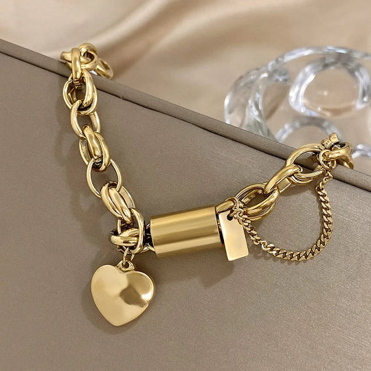 Hjerte chunky armbånd i guld