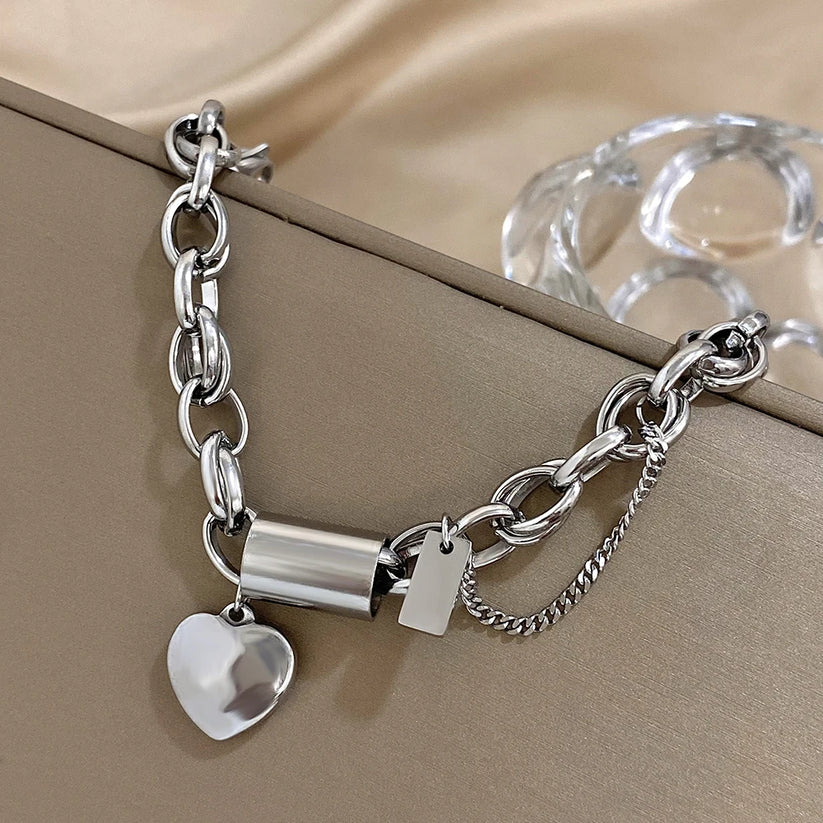 Hjerte chunky armbånd i guld